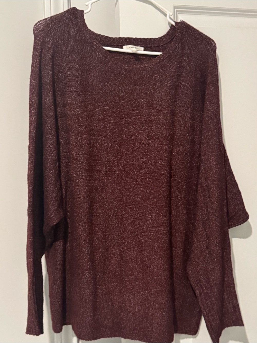 Maurices Wine Metallic Lightweight Crewneck Sweater